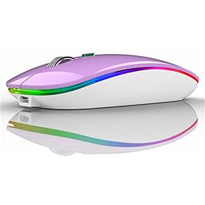 Uiosmuph Mouse Senza Fili Bluetooth, Bluetooth 5.1 + 2.4G Wireless Ricaricabile Mouse Senza Fili Ottico Piccolo Portatile con Mouse USB per per Notebook, PC, Laptop, Computer, MacBook (Purple)