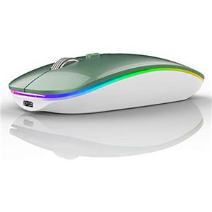 Uiosmuph Mouse Senza Fili Bluetooth, Bluetooth 5.1 + 2.4G Wireless Ricaricabile Mouse Senza Fili Ottico Piccolo Portatile con Mouse USB per per Notebook, PC, Laptop, Computer, MacBook(Verde)