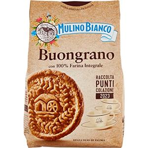 Barilla Mulino Bianco Biscotti Buongrano con 100% Farina Integrale, Colazione Ricca di Fibre e Gusto - 350 gr