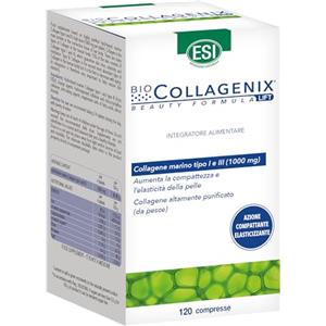 ESI - Biocollagenix, Integratore Alimentare Antiage a base di Collagene Marino ad Alto Dosaggio, Dona una Pelle Compatta e Elasticità al Viso, Senza Glutine e Dermatologicamente Testato, 120 Compresse
