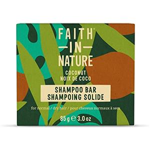 Faith in Nature Saponetta Shampoo Naturale al Cocco & Karité, Idratante, Vegana e Non Testata su Animali, Senza SLS e Parabeni, Capelli Normali e Secchi, 85 g