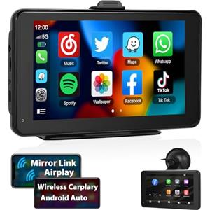 Podofo Autoradio Portatile con Wireless Apple Carplay Android Auto 7