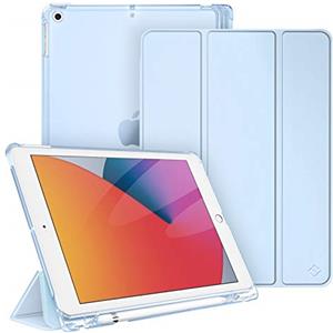 FINTIE Custodia per iPad 10.2 Pollici 9a / 8a / 7a Generazione (2021 2020 2019) con Built-in Pencil Holder - Sottile Leggero Semi-Trasparente Cover Case con Auto Sveglia/Sonno, Cielo Blu
