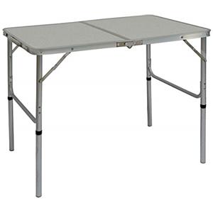 AMANKA Tavolino da PIC-nic 90x60x70cm Tavolo da Campeggio in Alluminio Altezza Regolabile Pieghevole Formato Valigia Grigio Chiaro
