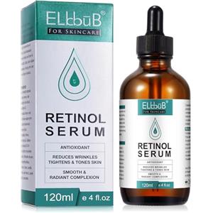 ELBBUB Retinolo siero viso con retinolo, acido ialuronico e vitamina E radiante, pelle uniforme, effetto rapido, cura della pelle 120 ml
