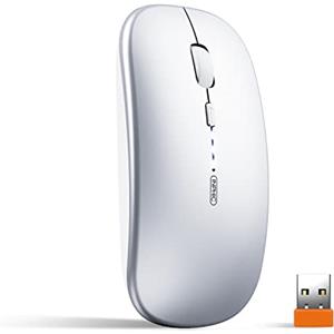 INPHIC Mouse Wireless Ricaricabile, Mouse Ottico Mini Silenzioso Con Clic Mute, 1600 Dpi Ultra Sottile Per Notebook, PC, Laptop, Computer, Macbook (Argento chiaro)
