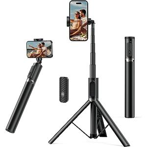 ATUMTEK Bastone Selfie 140cm, Treppiede Smartphone con Telecomando Bluetooth Ricaricabile, Selfie Stick Treppiede Estensibile in Alluminio, Compatibile con iPhone, Samsung e Telefoni Android