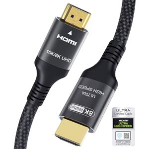 Adauxter Certificato Cavo HDMI 2.1 8k 2m, Velocità Ultra Elevata Cavi HDMI 4k 120Hz/144Hz 8k 60Hz 4:4:4 eARC DTS:X Dolby Atmos Dynamic HDR 48Gbps Compatibile per MacBook Pro 2021 Gaming PC OLED TV PS5