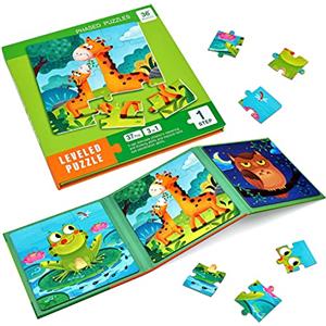 BBLIKE Puzzle Magnetici per Bambini dai 3 Anni in su, Puzzle 3-in-1, Puzzle con Animali Libro per Bambini, Giochi da Viaggio Giocattoli per Bambini di 3 4 5 Anni Ragazzi e Ragazze（animale）