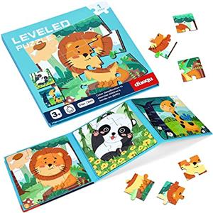BBLIKE Puzzle Magnetici per Bambini dai 3 Anni in su, Puzzle 3-in-1, Puzzle con Animali in Legno Libro per Bambini, Giochi da Viaggio Giocattoli per Bambini di 3 4 5 Anni（Giungla animale）