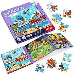 BBLIKE Puzzle Magnetici per Bambini dai 3 Anni in su, Puzzle 3-in-1, Puzzle con Animali in Legno Libro per Bambini, Giochi da Viaggio Giocattoli per Bambini di 3 4 5 Anni（Camion dei pompieri）