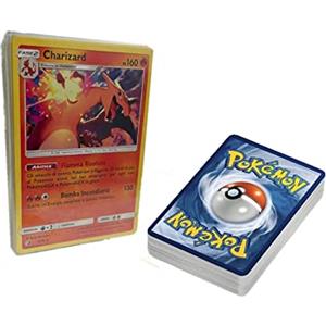 AMG Sales 50 Carte Pokemon Italiano Originali Assortite senza doppioni + 3 Carte Brillanti (Holo e Reverse) in Sleeve