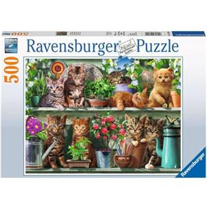 Ravensburger - Puzzle Gatto sullo Scaffale, 500 Pezzi, Idea regalo, per Lei o Lui, Puzzle Adulti