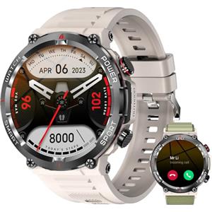 IOWODO Smartwatch Uomo,Orologio Fitness Chiamate Bluetooth,Smart Watch Militari Tracker con Cardiofrequenzimetro,SpO2, Monitoraggio del Sonno,100+ Modalità Sport Compatibile Android con iOS
