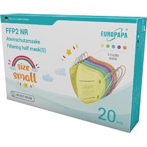 EUROPAPA 20x Maschere FFP2 S In Maschere Per Il Viso Di Piccole Dimensioni Respiratori Igienici A 5 Strati Confezionati Singolarmente EU 2016/425 (5 Colori)