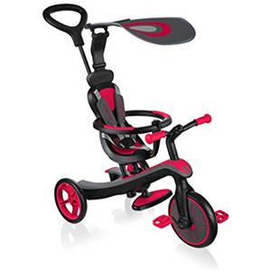 Globber - EXPLORER TRIKE 4in1 - Triciclo & balance bike tutto-in-uno per bambini da 10m + a 5 anni + , Rosso