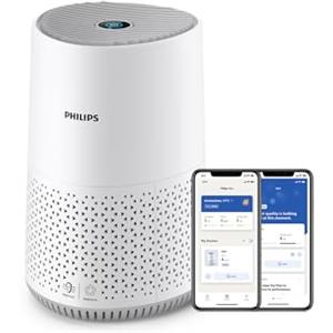 Philips Domestic Appliances Philips Purificatore d'Aria Serie 600, Sensore Intelligente, ideale per le allergie, il filtro HEPA rimuove il 99,97% degli inquinanti, Copre fino a 44m2, controllo tramite App, Bianco (AC0651/10)