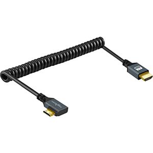 Twozoh Cavo Mini HDMI a Spirale ad Angolo Sinistro, Mini HDMI a HDMI a 90°, supporto Cavo a Spirale 3D/4K 1080P Estendere fino a 1,5M