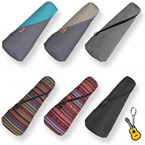 Longteam Custodia cilindrica per ukulele in lino, 10 mm, impermeabile, portatile, con tasca portaoggetti per accessori (26 in tenore, nero)