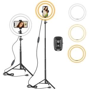 AIXPI Luce per Selfie con Treppiedi 59, 10 LED Luce ad Anello Alta, Ring Light con Telecomando Bluetooth per Tik Tok, Webcam, Telefono, Fotografia, Youtube, Trucco