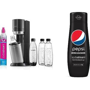 Sodastream Duo Megapack, Gasatore D'Acqua Per Trasformare L'Acqua In Acqua Frizzante, Nero & Concentrato per la preparazione di bevande dissetanti gassate al gusto Pepsi Max. 440ml