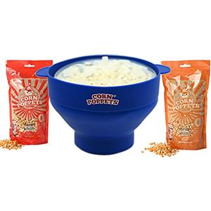 CORN POPPETS | Macchina per Popcorn per Forno a Microonde | Contenitore per Preparare Popcorn Senza Olio | Colore Blu