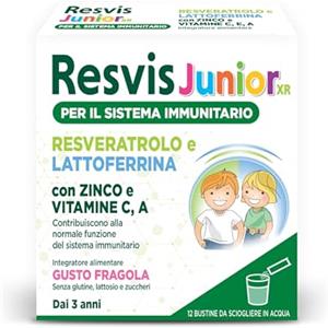 Resvis Forte XR Bustine Orosolubili, Integratore Alimentare di Resveratrolo e Lattoferrina, per il benessere del sistema immunitario, Senza Glutine, 12 Bustine Orosolubili da 1.8g, Gusto Agrumi