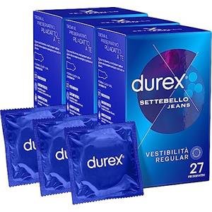 Durex Jeans Preservativi | 3 Confezioni da 27 Pz Ognuna | 81 Profilattici