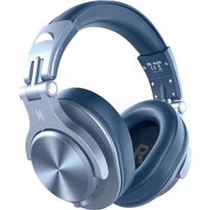 OneOdio A70 Cuffie Bluetooth Over Ear, Cuffie Cablate e Wireless Cuffie Stereo con Microfono, 72 Ore di Riproduzione, CVC 8.0, Jack 3,5 e 6,35 mm, Pieghevole/per DJ/Chitarra/Cellulare/PC (Blu)