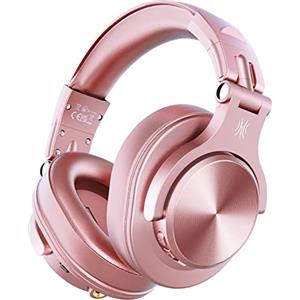 OneOdio A70 Cuffie Bluetooth Over Ear, Cuffie Cablate e Wireless Cuffie Stereo con Microfono, 72 Ore di Riproduzione, CVC 8.0, Jack 3,5 e 6,35 mm, Pieghevole, per DJ,Chitarra,Cellulare PC(Oro rosa)