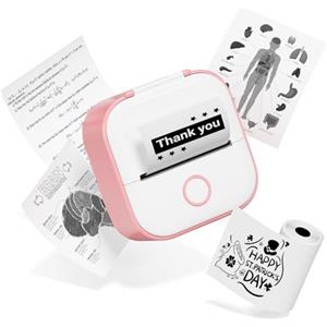 Phomemo T02 Stampante Portatile,Mini Stampante Termica Bluetooth con Ricarica USB,Stampa Foto dal Cellulare per Studio, Note, Immagini, Foto, Diari, DIY,Mini Stampante Fotografica per i Bambini