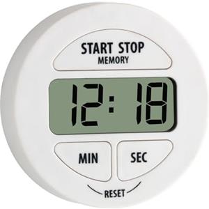 TFA Dostmann Timer e cronometro digitale, 38.2022.02, piccolo e maneggevole, magnetico, con funzione di memoria, bianco, plastica