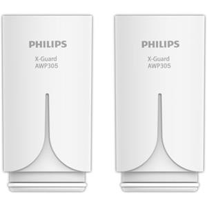 Philips Filtro acqua sul rubinetto cartdridge AWP305P2/10, confezione doppia, microfiltrazione X-Guard che riduce fino al 99% del cloro e delle sostanze che alterano il gusto