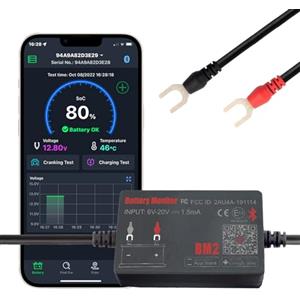 iKiKin Monitor Batteria Bluetooth 4.0 Wireless Battery Tester, Car Charging Start e Alarm System Monitor Analizzatore Batteria Digitale Adatto a 12V Sistemi Solari Moto Barche Auto Compatibili Android iOS