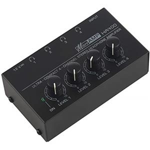 bairong Plug, Ha400 Ultra- 4 Canali Mini Audio Stereo Amplificatore per Cuffie Alimentatore Nero