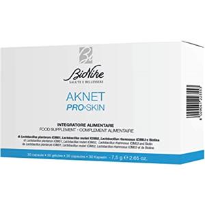 BioNike Aknet - Pro Skin, Integratore Alimentare con Probiotici e Biotina, Riequilibra la Flora Intestinale e Migliora le Manifestazioni Dermatologiche, 30 Capsule