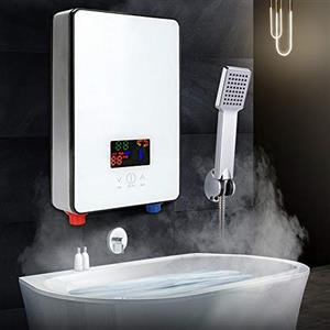 Yolancity 6500 W, scaldabagno elettrico ad acqua calda 220 V, set doccia digitale con kit doccia da 30 a 55 °C, riscaldamento istantaneo, senza serbatoio, regolazione costante della temperatura