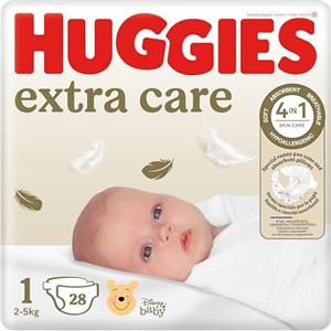 Huggies Pannolini Extra Care Bebè, Taglia 2 (3-6Kg), Confezione da 24 Pannolini