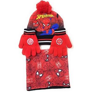 Requeteguay Urban RU Cappello, Sciarpa tubolare e Guanti Spiderman per bambini | Set invernale Spiderman Cappello, Mutandina da collo con fodera interna e guanti, rosso, 54