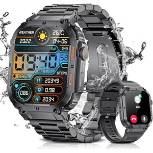 SIEMORL Orologio Smartwatch Uomo, 1,96'' Smart Watch Uomo con 400mAh Batteria Grande, IP68 Impermeabile 100 Modalità Sportive Activity Tracker, Frequenza Cardiaca SpO2 per Android iOS