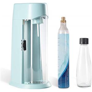 Levivo Gasatore WATER incl. bottiglia di vetro e cilinadro di CO2, Adatto per cilindri di CO2 da 0,6 l e 1,2 l, evita il faticoso trasporto dii casse, nel -COLORE-Turchese