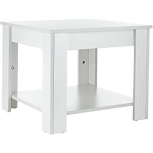 Baroni Home Tavolino Da Salotto Moderno, Tavolino da caffè, Tavolo da Soggiorno con Ripiano Inferiore, Quadrato Bianco, 55x55x45 cm