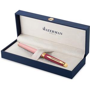 Waterman Hémisphère - Penna stilografica, in metallo e rosa laccata con finiture dorate, pennino finemente rivestito in oro, inchiostro blu, confezione regalo