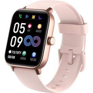 Quican Smartwatch Donna Uomo con Chiamate e Alexa - Smart watch Orologio Fitness Tracker con Bluetooth Contapassi Cardiofrequenzimetro SpO2 Sonno -Impermeabile IP68 Orologi Sportivo per Android iOS(Rosa)
