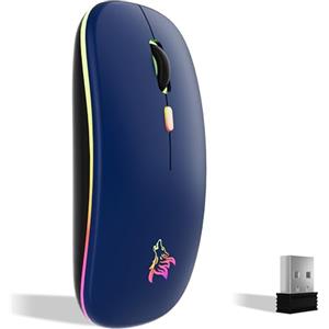 TQQ Mouse wireless ricaricabile, mouse retroilluminato a 7 colori con mini ricevitore USB da 2,4 GHz, mouse gaming, compatibile con laptop, PC, computer, Chromebook, Notebook e iPad Etc