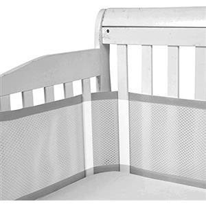 GoGou paracolpi neonato per lettino, barriera letto bambini pieghevole, paraurti a 4 lati, universale, lunghezza regolabile con chiusura velcro, rete traspirante 3D, alta qualità (Grigio)
