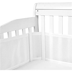 GoGou paracolpi neonato per lettino, barriera letto bambini pieghevole, paraurti a 4 lati, universale, lunghezza regolabile con chiusura velcro, rete traspirante 3D, alta qualità (Bianco)