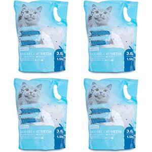 Nobleza - 4 x 3.8L Lettiera per gatti in Silice Gel diamantato per gattini Assorbente, Biodegradabile confortevole