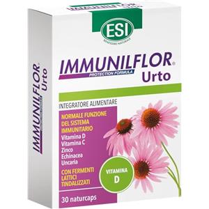 ESI - Immunilflor Urto, Integratore Alimentare a Base di Fermenti Lattici e Vitamina D, Favorisce le Difese Immunitarie Contro le Aggressioni della Stagione Invernale, Senza Glutine, 30 Naturcaps
