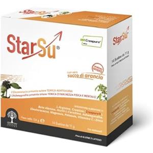 Treelife Pharma StarSù - Integratore alimentare per il recupero delle energie con Aminoacidi, Sali minerali, Vitamina C, Aswaganda ed Eleuterococco con Creatina CREAPURE - 14 bustine da 11g